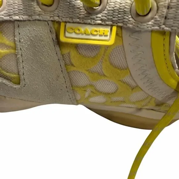 COACH Citysole Signature Mesh Runner Sneakers lemon yellow size 7.5 - Picture 7 of 9